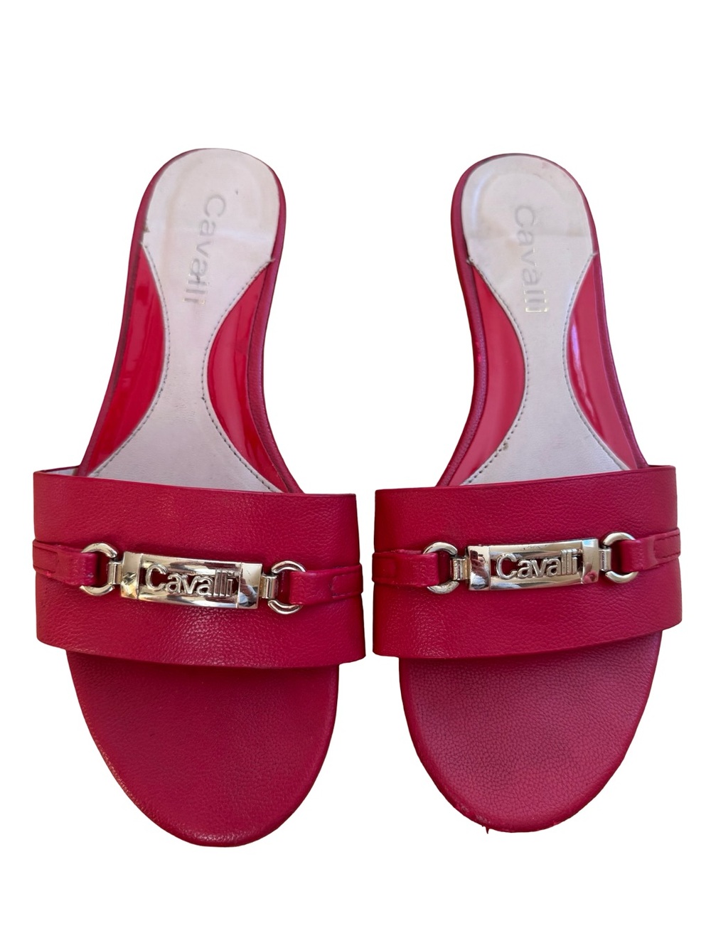 Vintage Cavalli Red Leather Slide Sandals